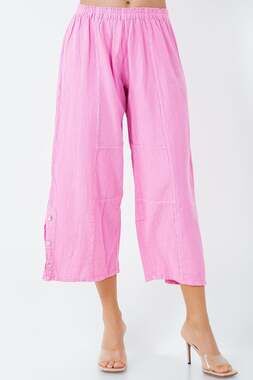 CottonWays Women's Size 1 Pink Cotton Original Frankie Pants Wide Leg Crop Slit